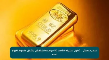 سعر مدهش.. تداول سبيكة الذهب 50 جرام btc ينخفض بشكل ملحوظ اليوم الأحد